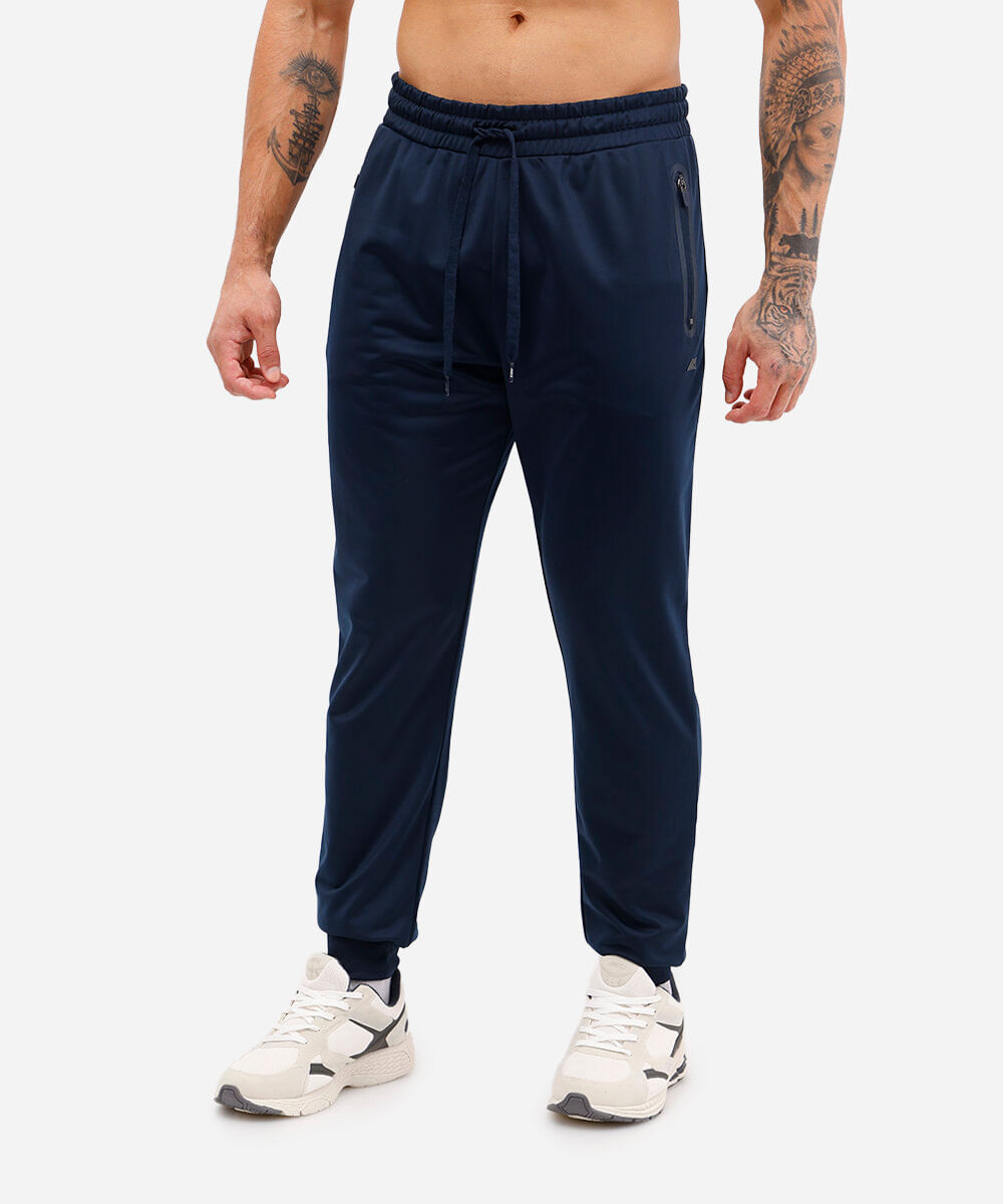 calça jogger com bolsos azul