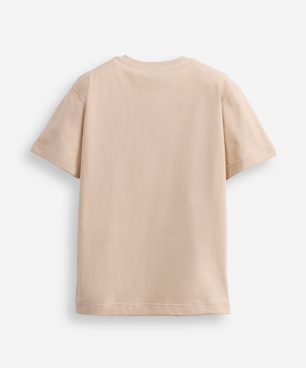 camiseta de algodão infantil manga curta minecraft bege