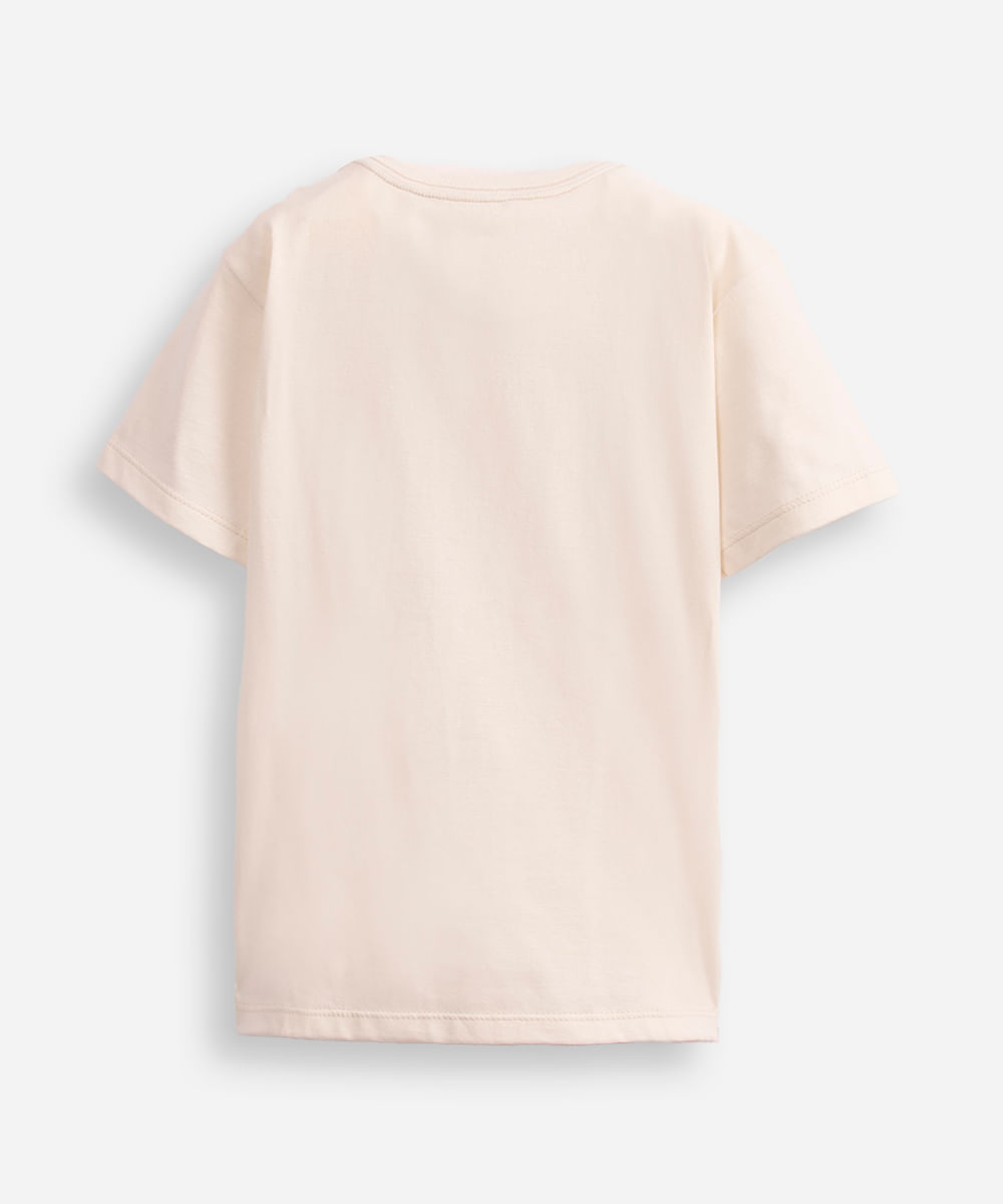 camiseta de algodão infantil manga curta minecraft bege