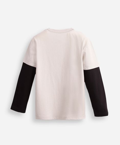 blusa de algodão infantil manga sobreposta minecraft - cinza claro