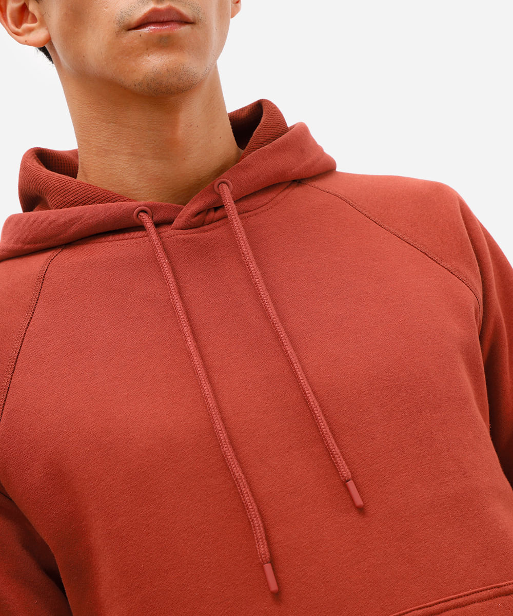 blusão básico masculino de moletom com capuz laranja