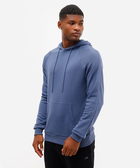 blusão masculino de moletom esportivo com capuz azul