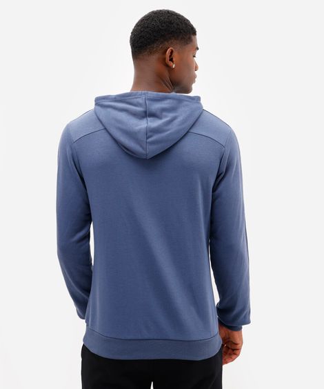blusão masculino de moletom esportivo com capuz azul