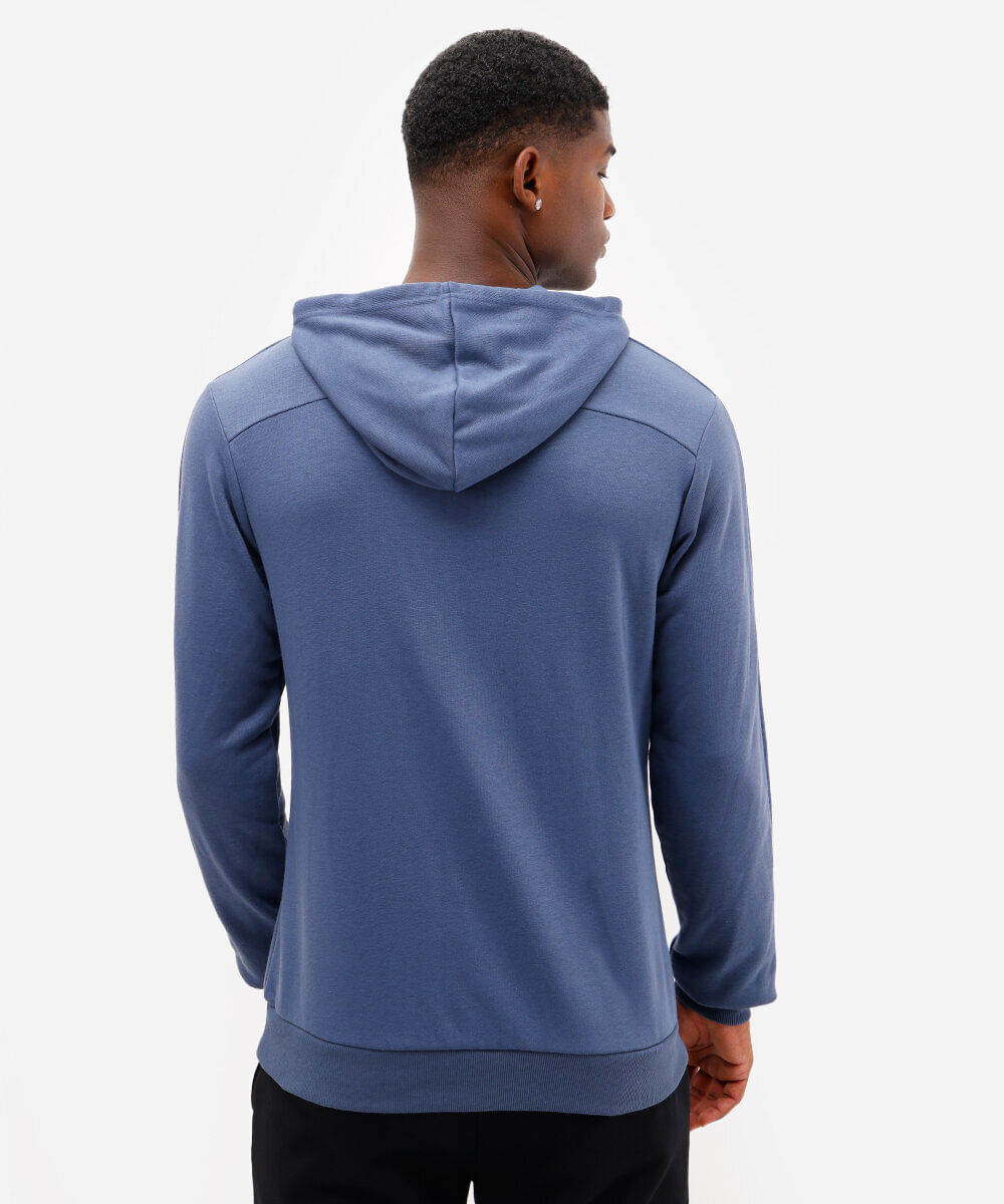 blusão masculino de moletom esportivo com capuz azul