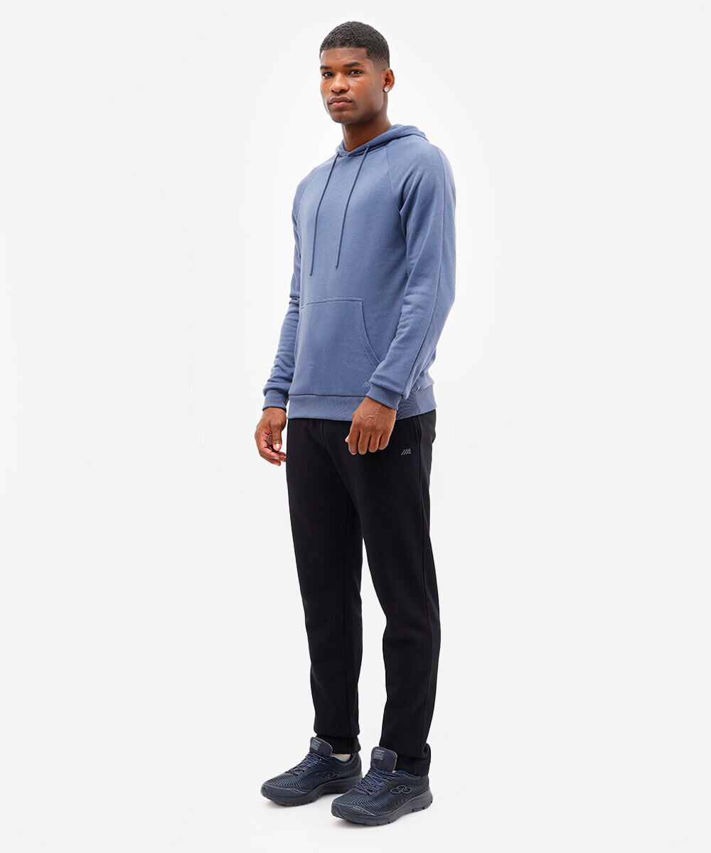 blusão masculino de moletom esportivo com capuz azul