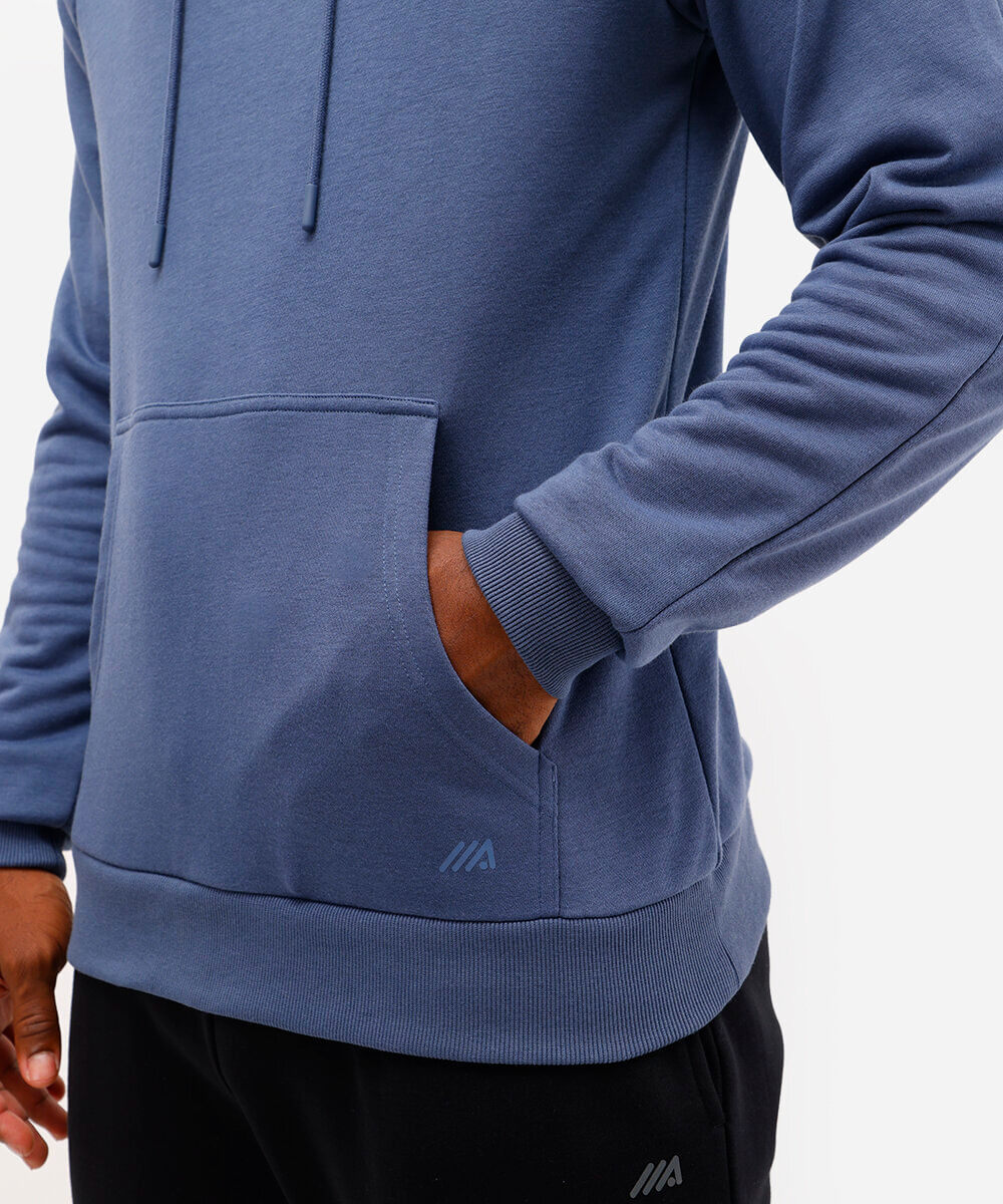 blusão masculino de moletom esportivo com capuz azul