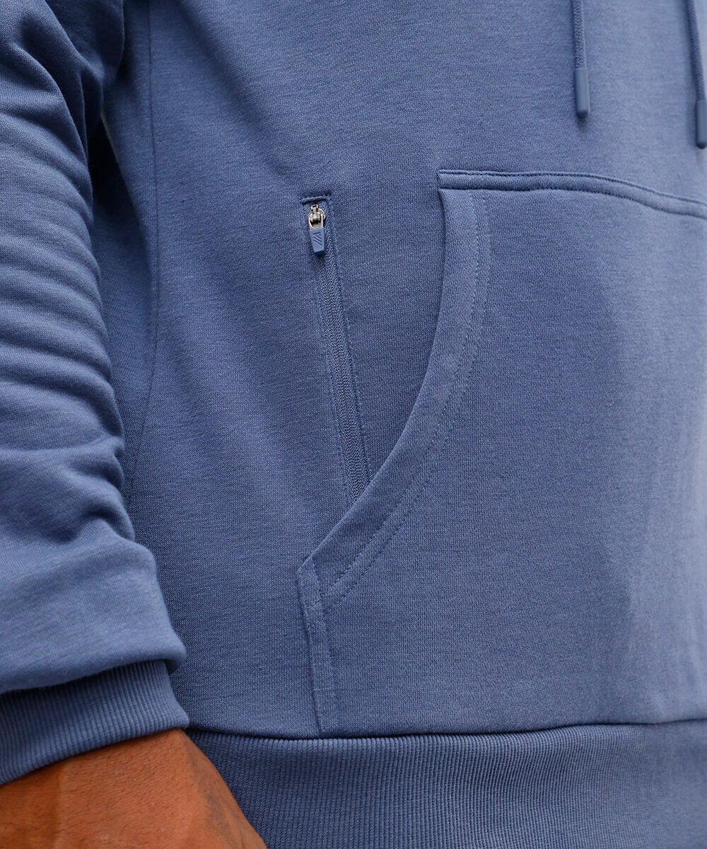 blusão masculino de moletom esportivo com capuz azul