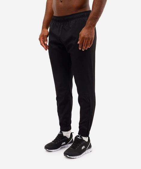 calça jogger slim com zíper na barra esportiva preta
