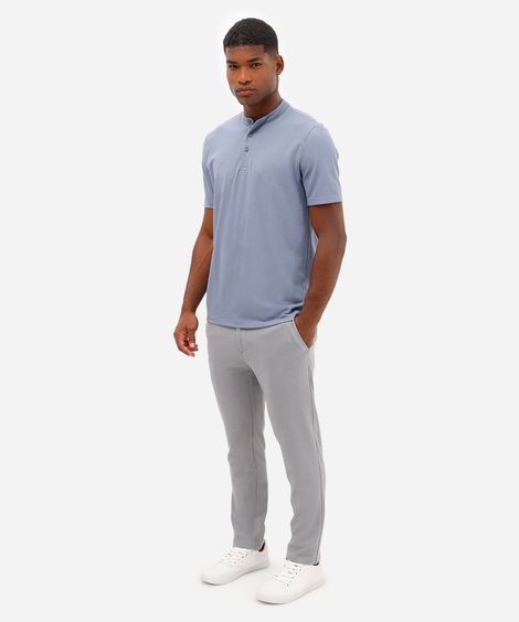 calça social slim masculina cós com elástico cinza