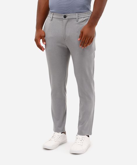 calça social slim masculina cós com elástico cinza