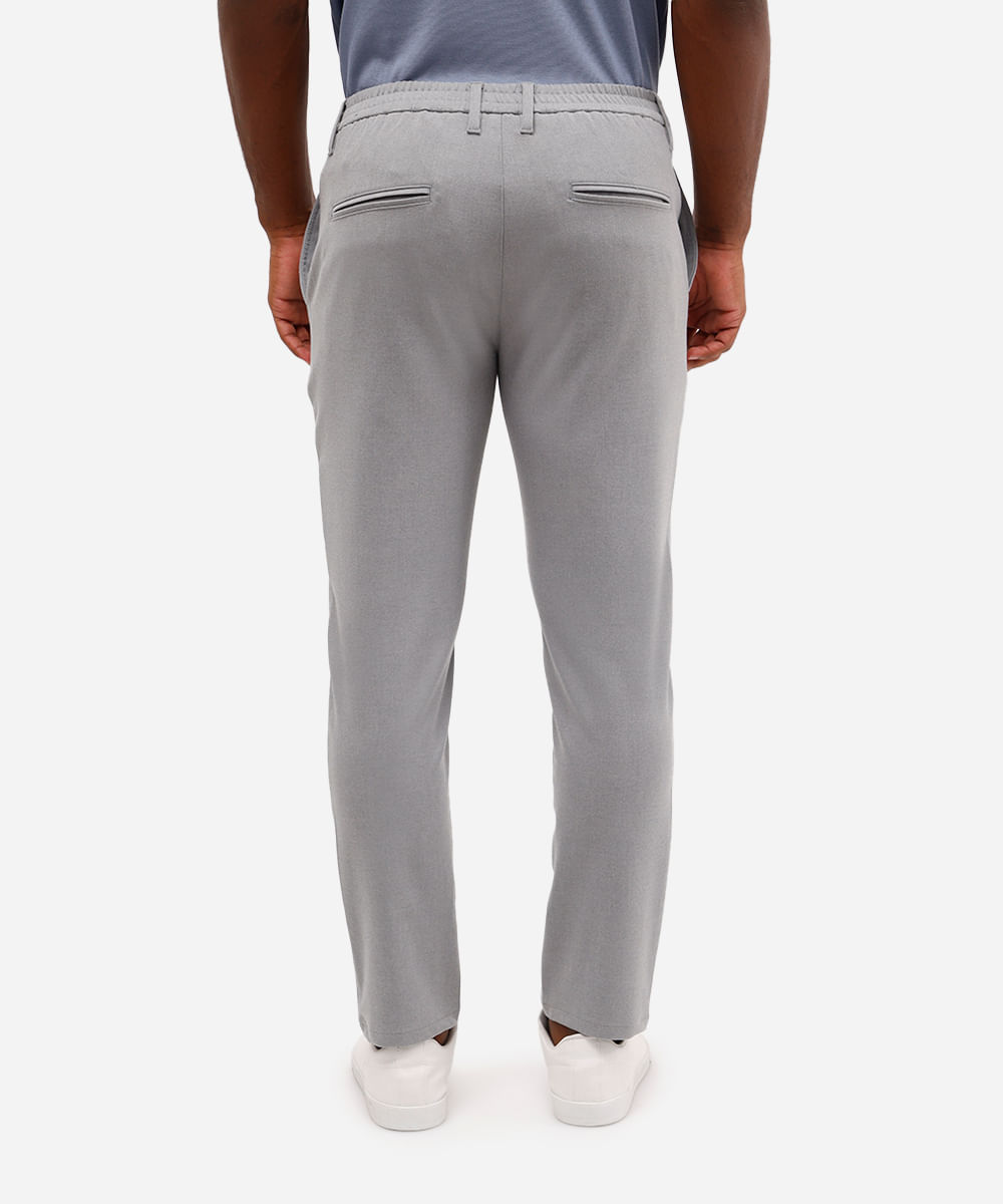 calça social slim masculina cós com elástico cinza
