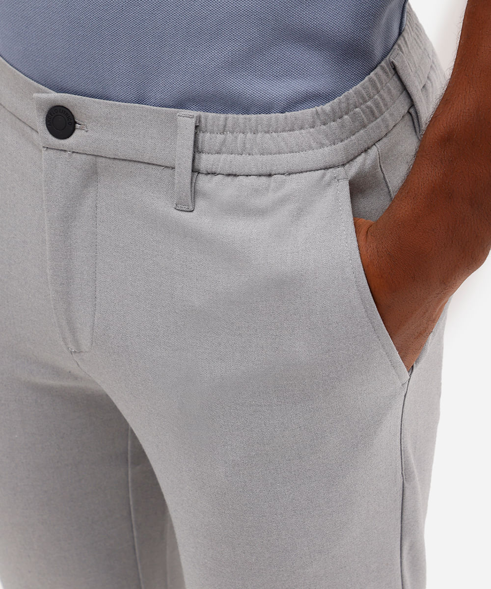 calça social slim masculina cós com elástico cinza