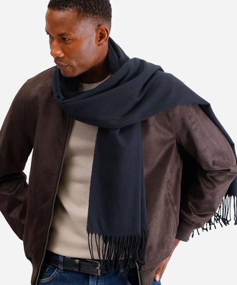 cachecol masculino de tricot básico preto