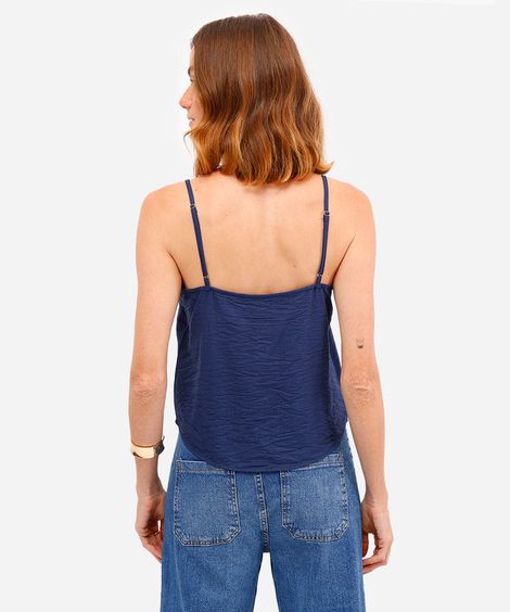 regata feminina de viscose texturizada azul