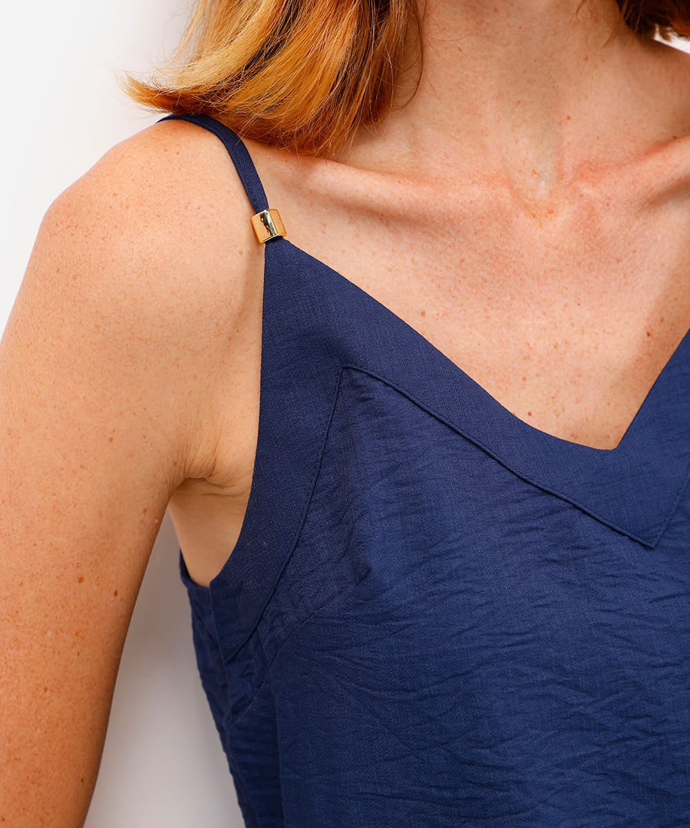 regata feminina de viscose texturizada azul