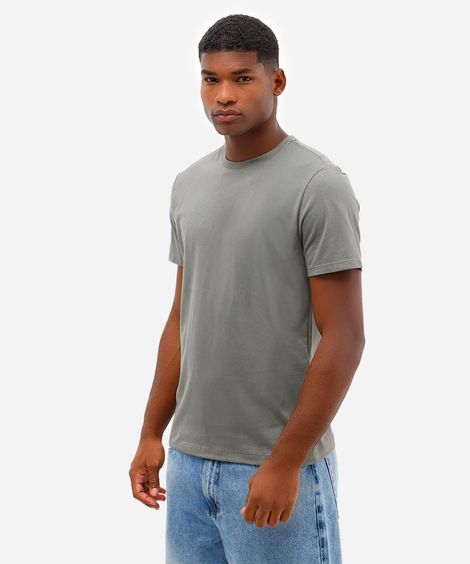 camiseta masculina de algodão básica manga curta verde