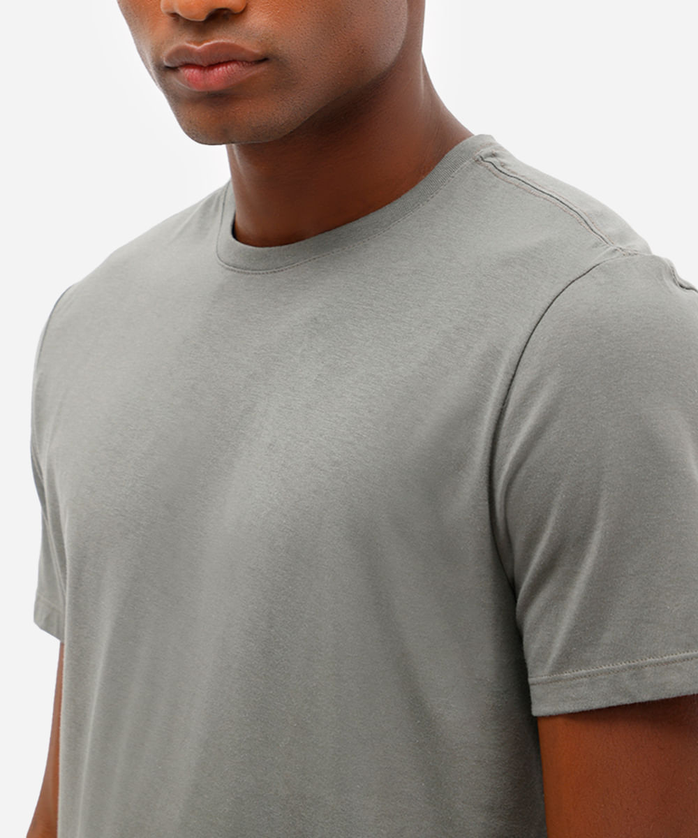 camiseta masculina de algodão básica manga curta verde