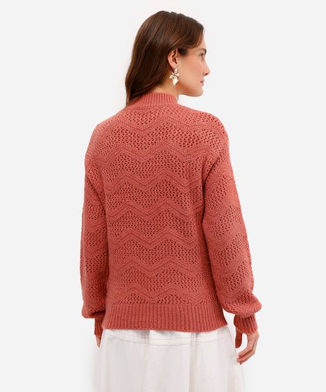 suéter feminino de tricot texturizado rosa