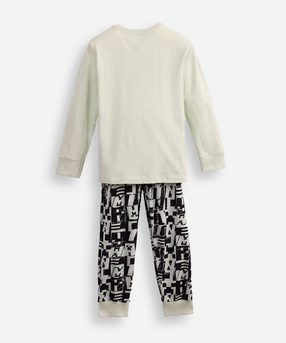 pijama longo infantil minecraft verde