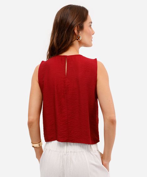 regata feminina com viscose decote franzido vinho