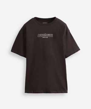 camiseta de algodão juvenil manga curta minecraft cinza