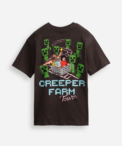 camiseta de algodão juvenil manga curta minecraft cinza