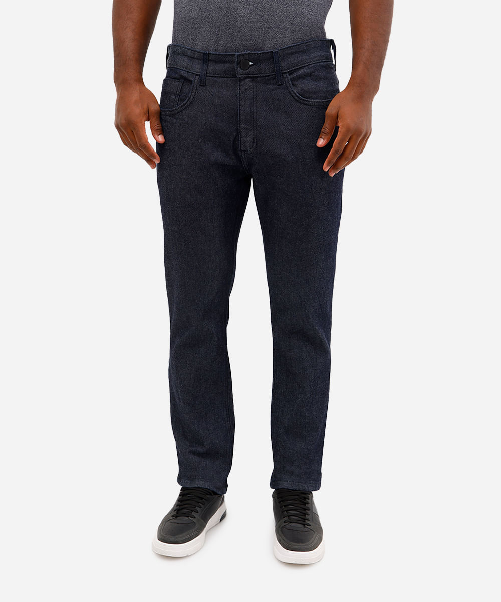 calça reta masculina jeans básica azul