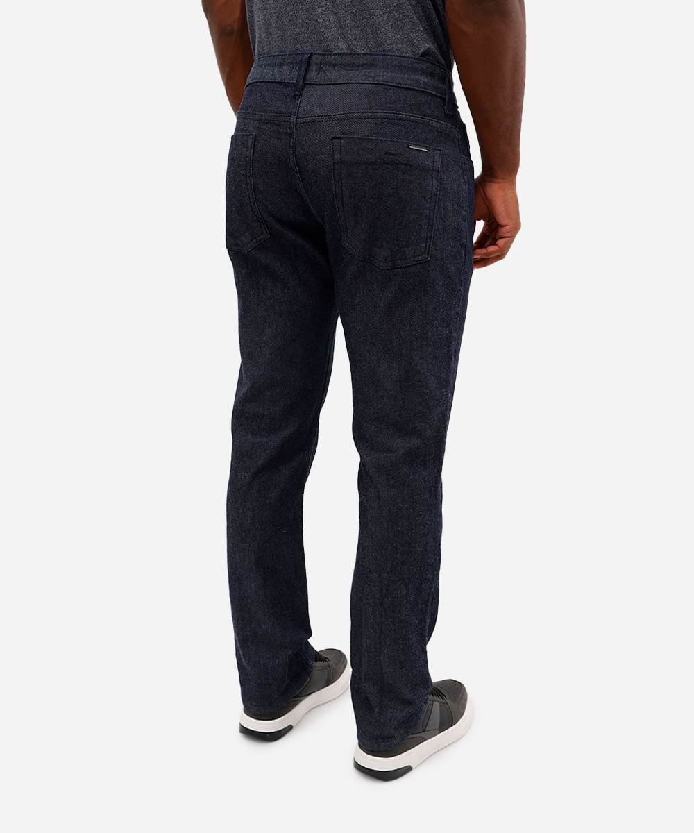 calça reta masculina jeans básica azul