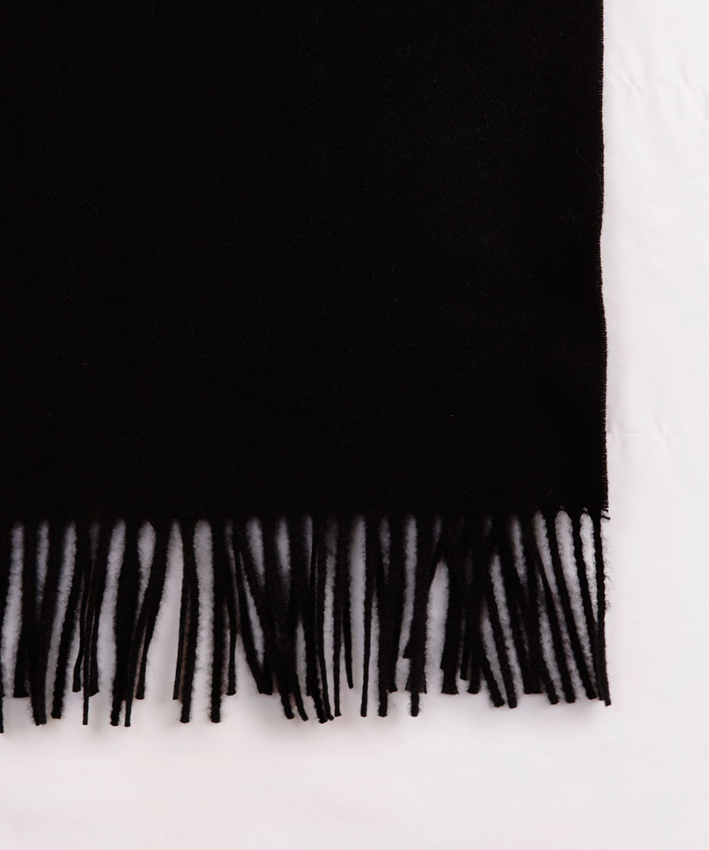 cachecol masculino com viscose e franjas preto
