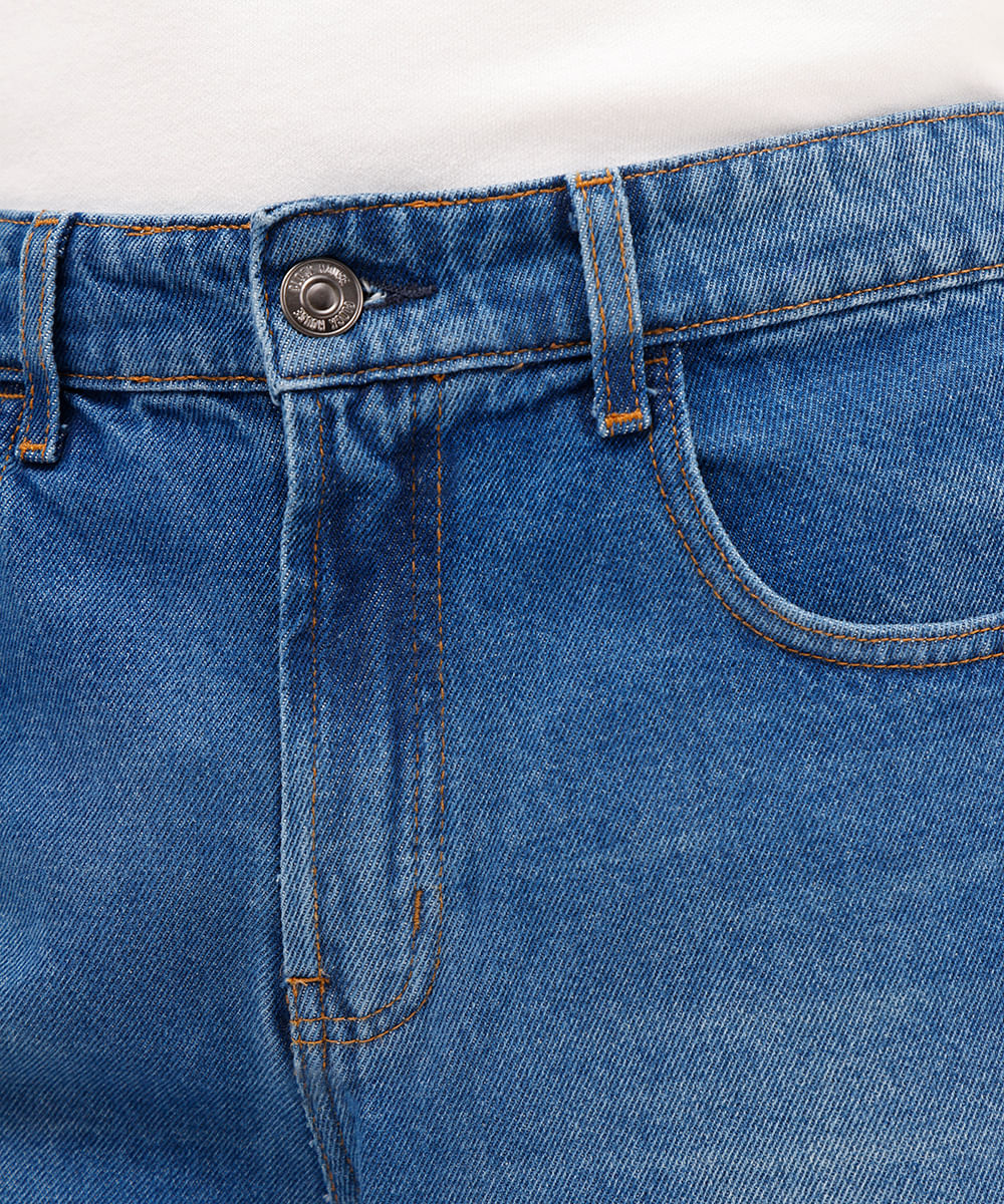 bermuda reta masculina jeans azul