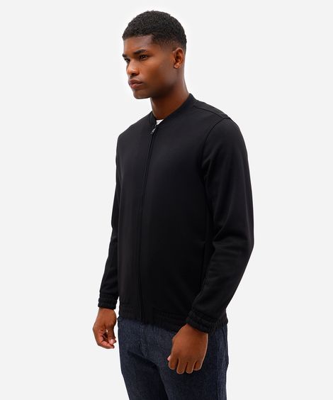 jaqueta bomber masculina de moletom texturizada - preto