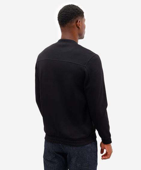 jaqueta bomber masculina de moletom texturizada - preto