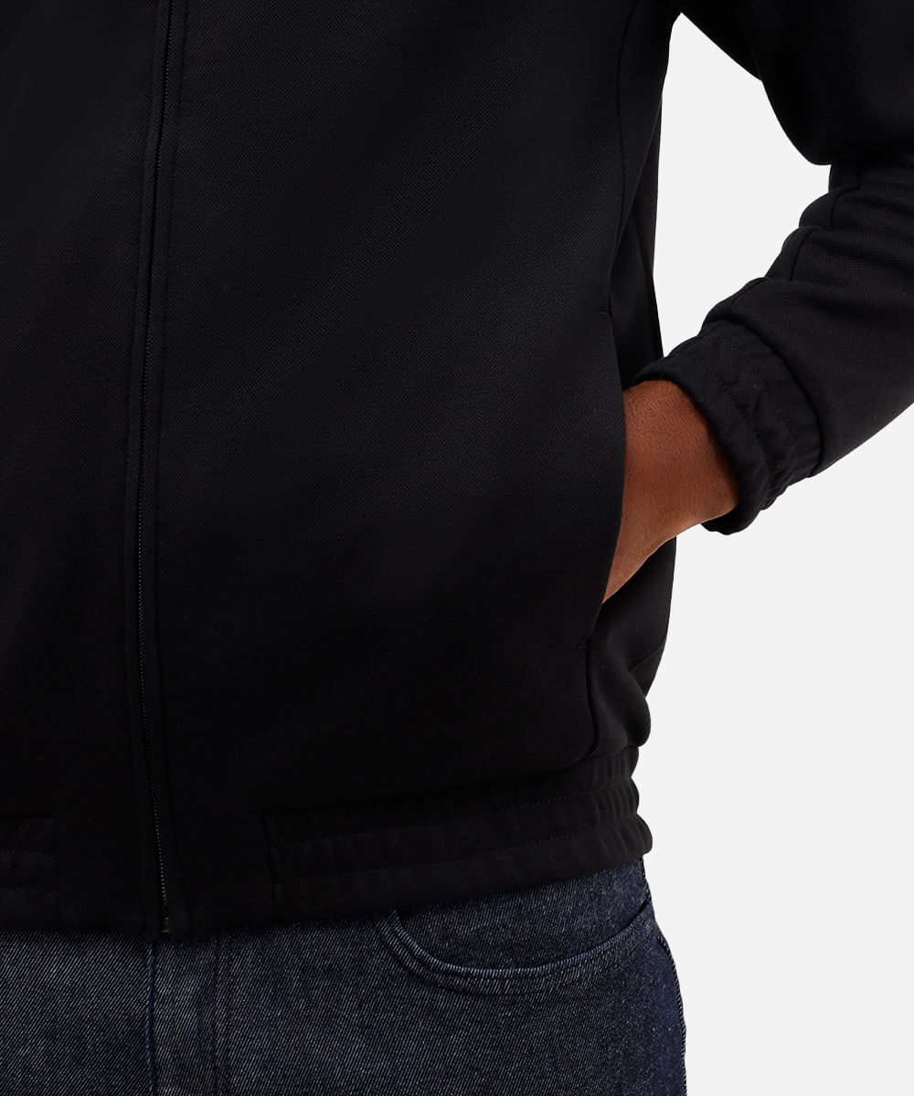 jaqueta bomber masculina de moletom texturizada - preto