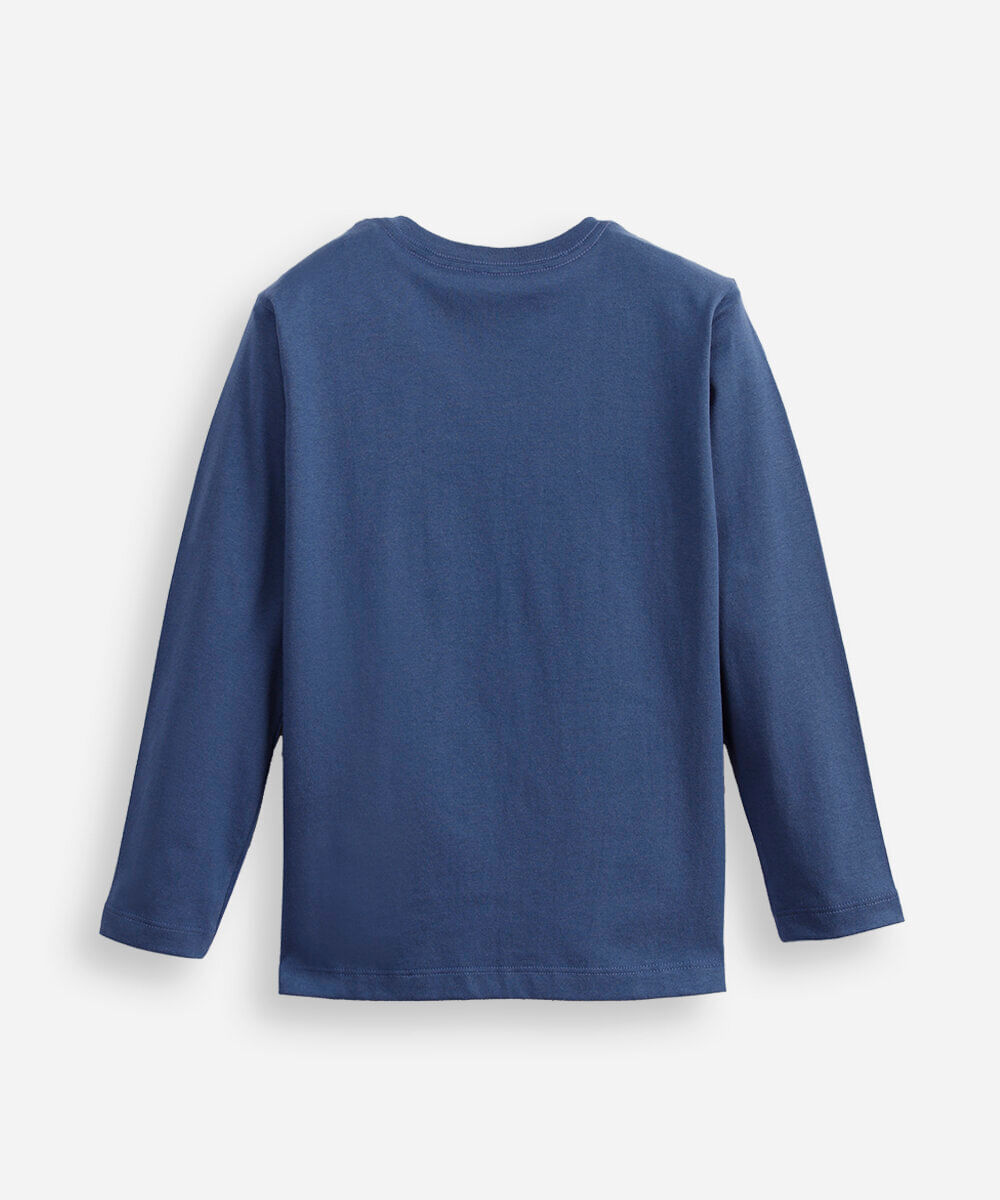 camiseta de algodão infantil minecraft - azul escuro