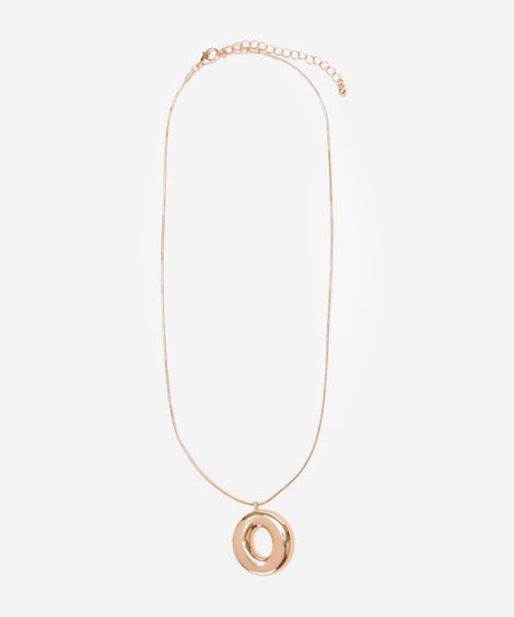 colar alongado com pingente vazado dourado