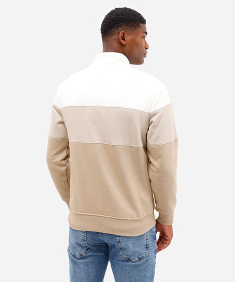 blusa de moletom comfort gola alta - bege