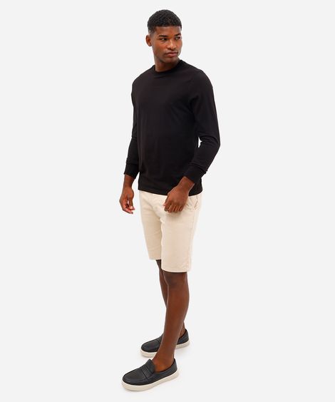 bermuda slim masculina de sarja bege