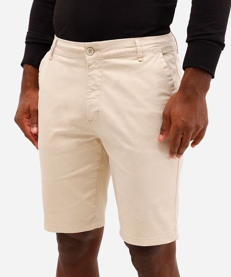 bermuda slim masculina de sarja bege