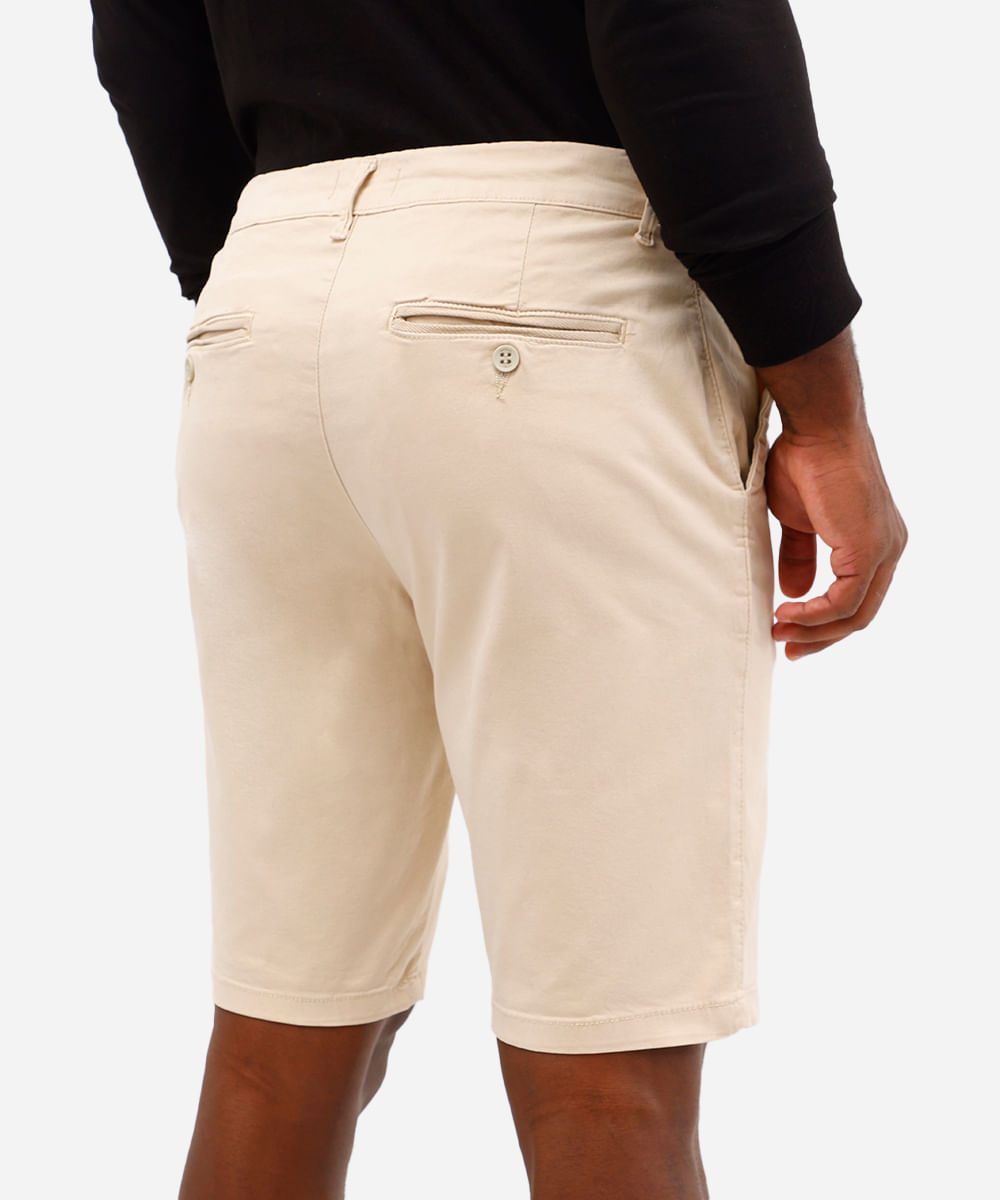 bermuda slim masculina de sarja bege