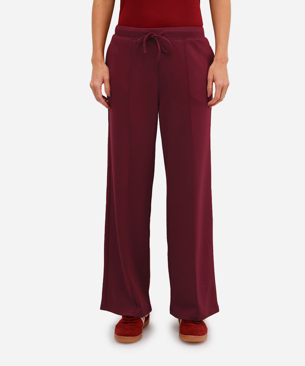 calça jogger básica feminina com nervura vinho