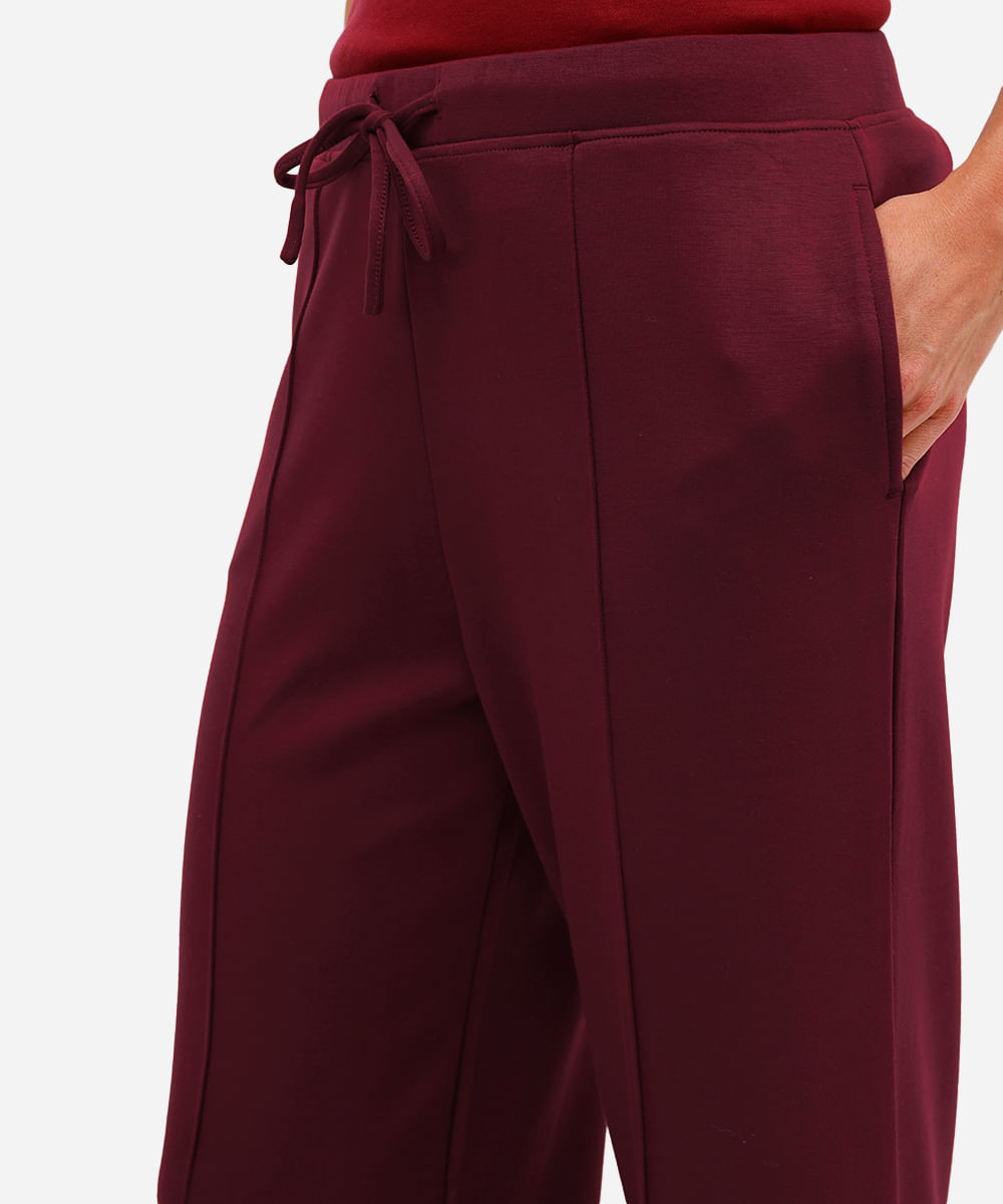 calça jogger básica feminina com nervura vinho