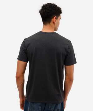 camiseta básica manga curta gola portuguesa - cinza mescla escuro