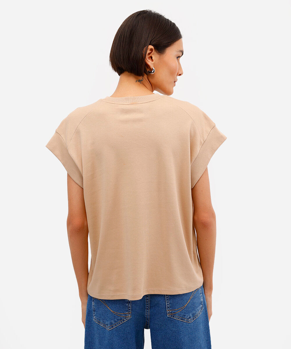 blusa de algodão peruano muscle tee bege