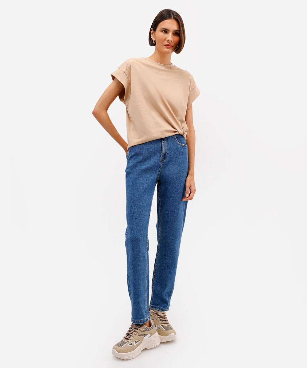 blusa de algodão peruano muscle tee bege