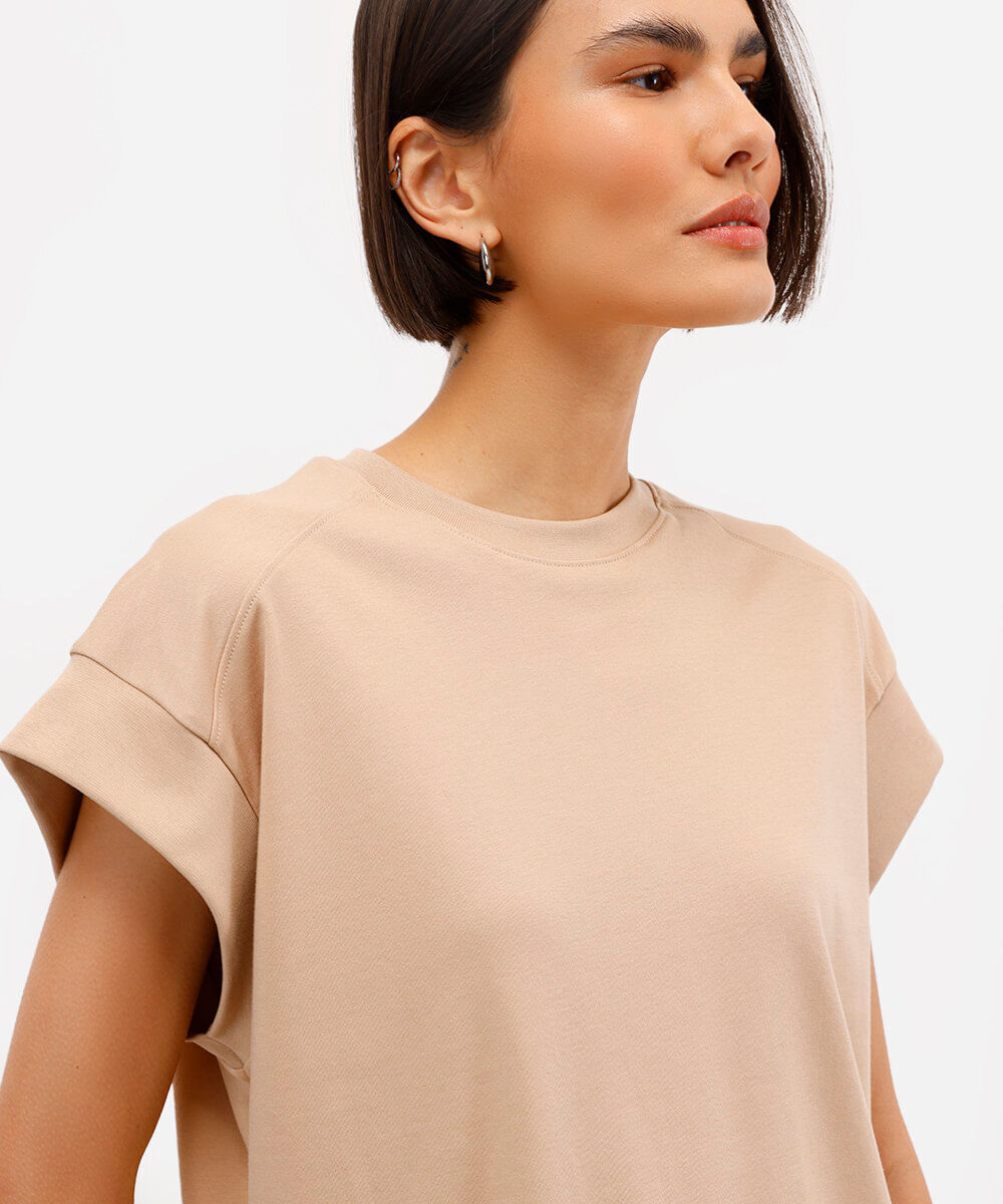 blusa de algodão peruano muscle tee bege
