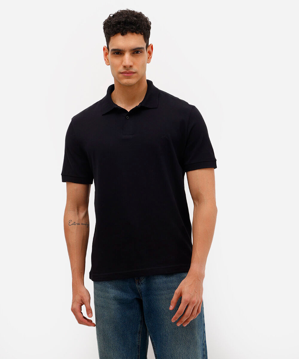 polo básica manga curta preta