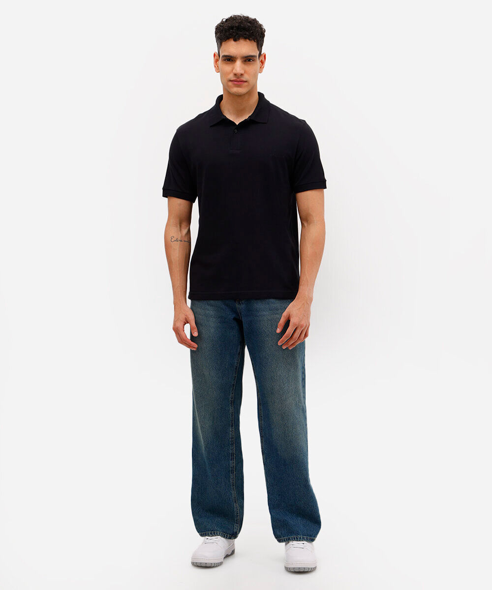 polo básica manga curta preta