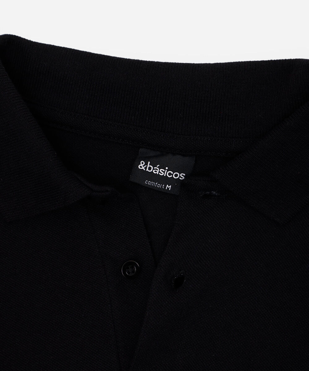 polo básica manga curta preta