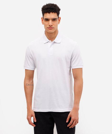 polo básica manga curta branca