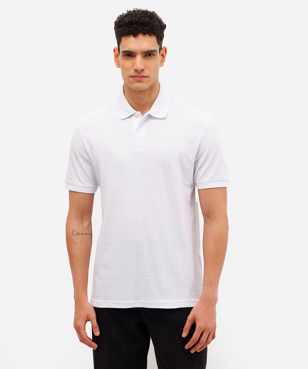polo básica manga curta branca
